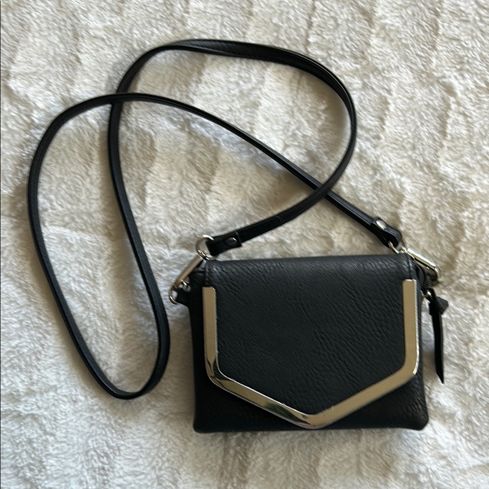 Black Crossbody Bag with Silver Accent